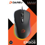 Chuột Gaming DAREU EM908 Black (LED RGB, BRAVO sensor)